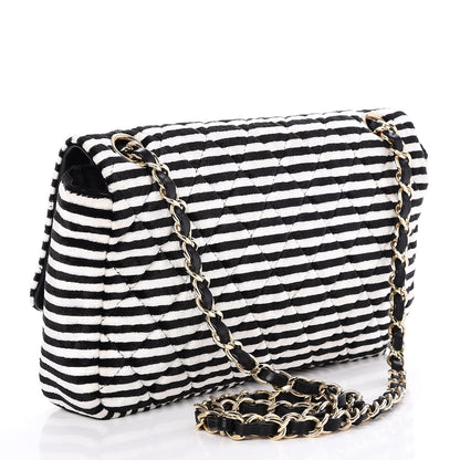 Chanel Velvet Quilted Medium Flap Black White 4 of 9