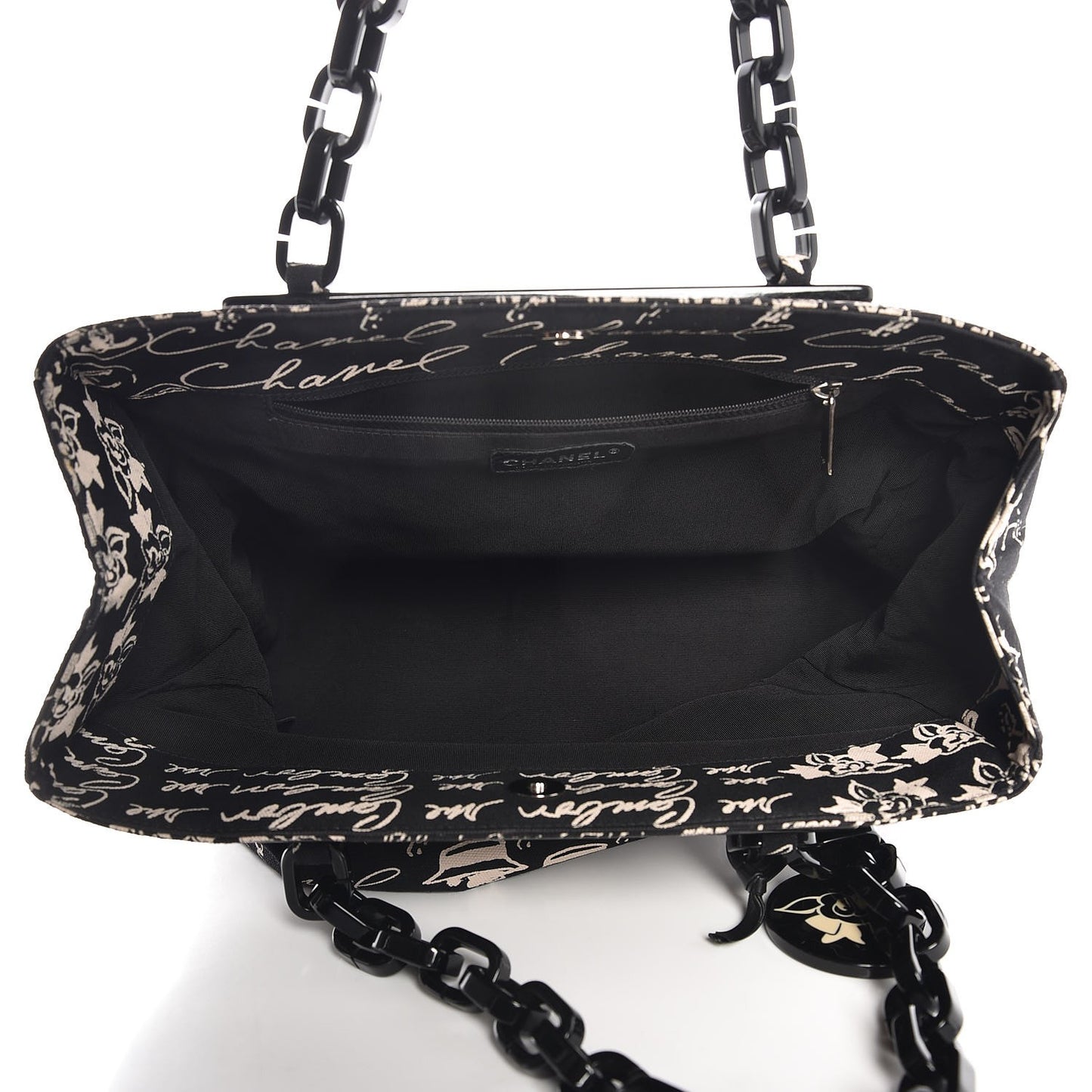 Canvas Camellia Flower Tote Black