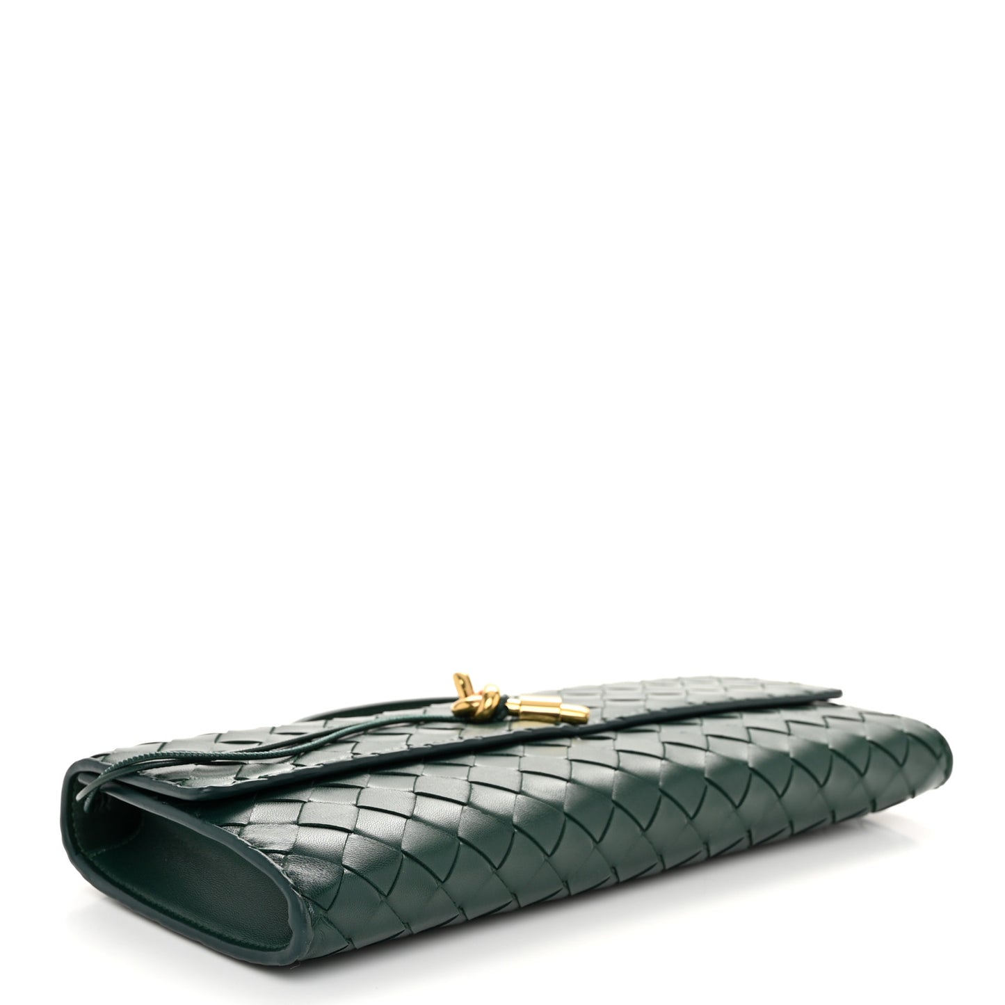 Nappa Intrecciato Long Andiamo Top Handle Clutch Emerald Green