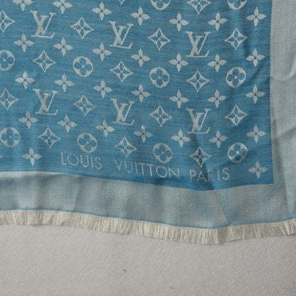 Louis Vuitton Silk Wool Monogram Denim Shawl Bleuet 4 of 6