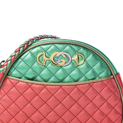 Gucci Laminated Nappa Trapuntata Mini Zumi Dome Shoulder Bag Rosso Jasmine Green Rame 10 of 11