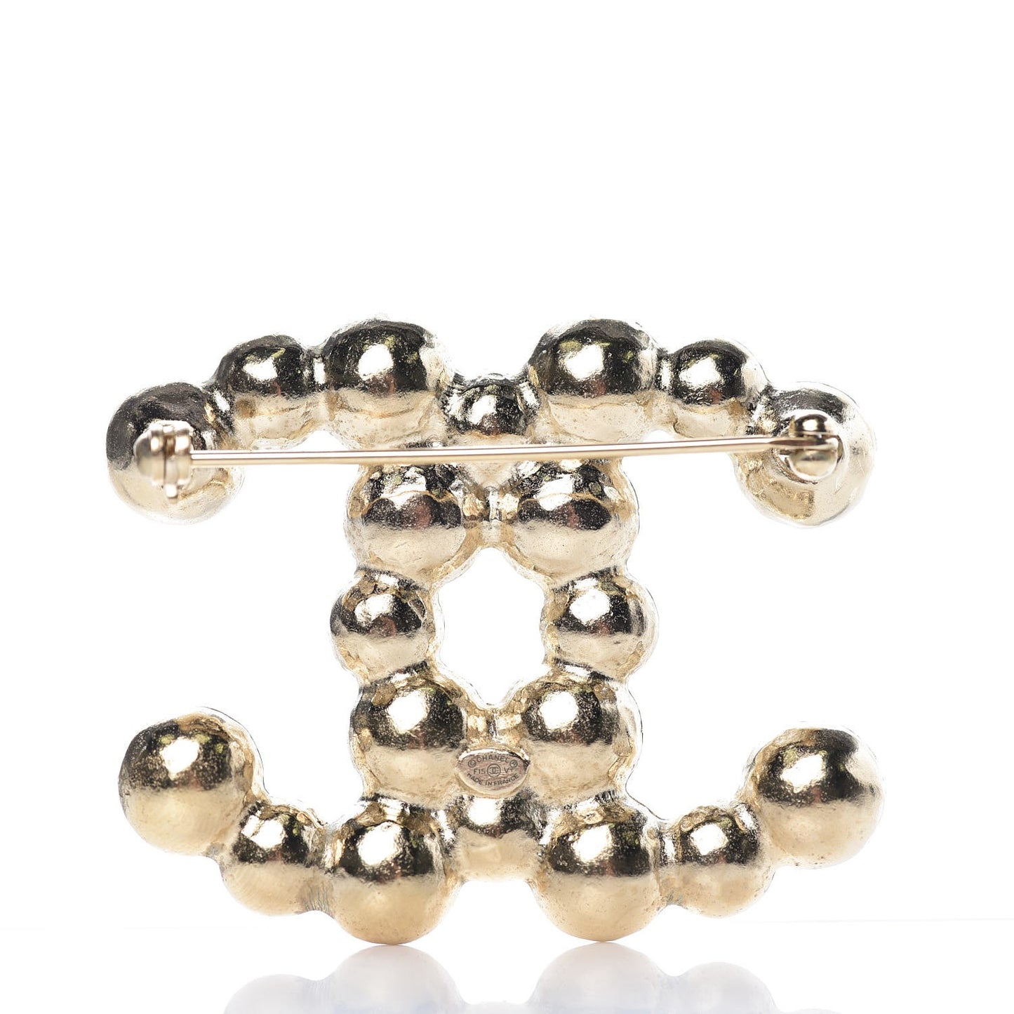 Pearl CC Brooch Pin Gold