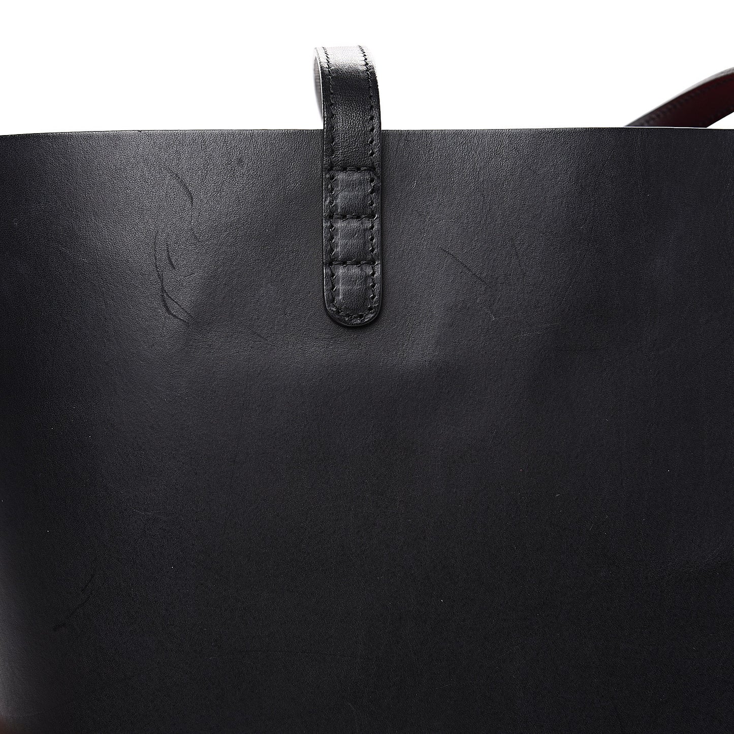Calfskin Small Shopping Tote Black Flamma