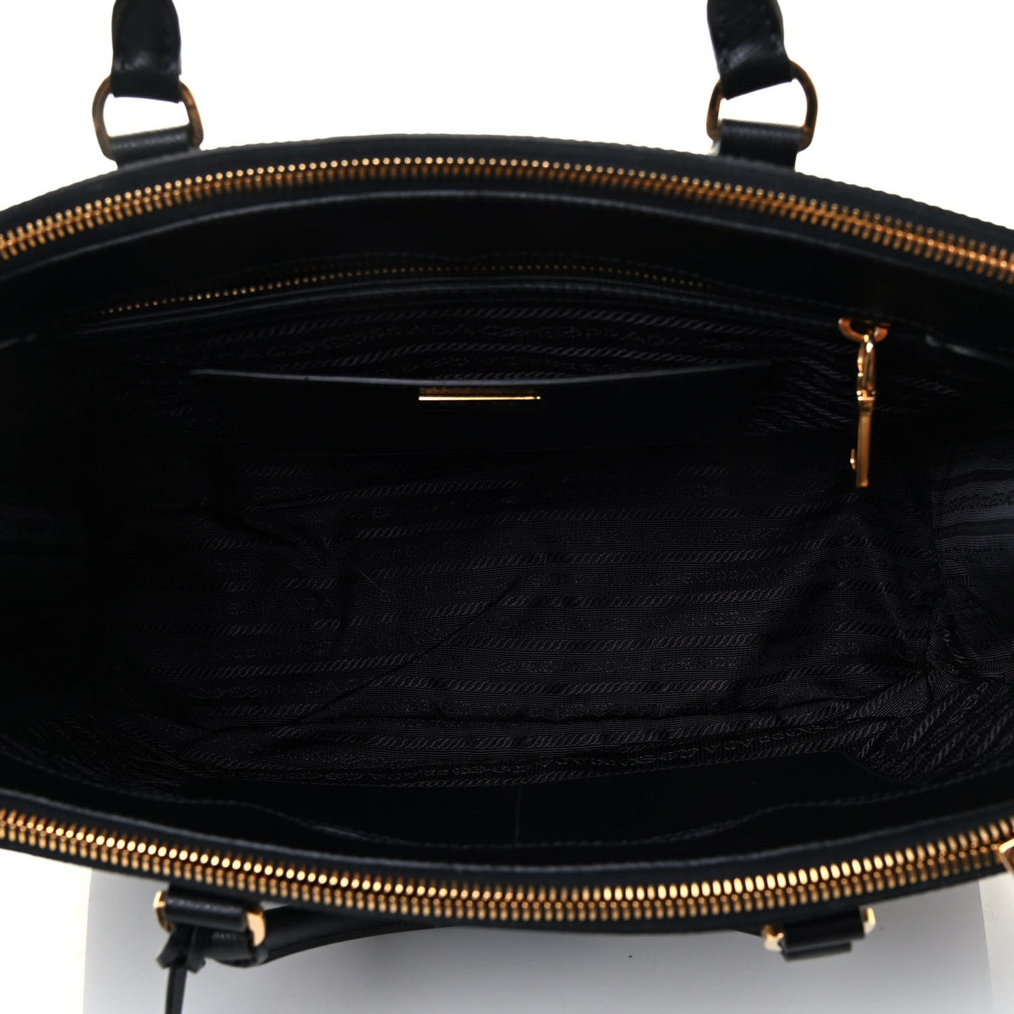 Saffiano Medium Galleria Double Zip Tote Black