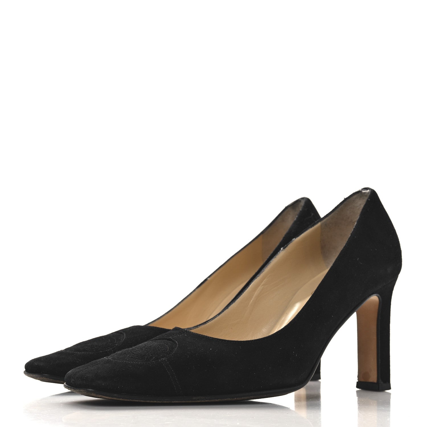 Chanel Suede CC Pumps 36.5 Black 4 of 9