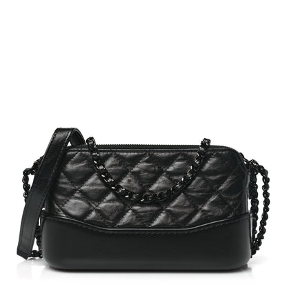 Chanel Aged Calfskin Quilted Small Gabrielle Clutch With Chain So Black 1 of 12