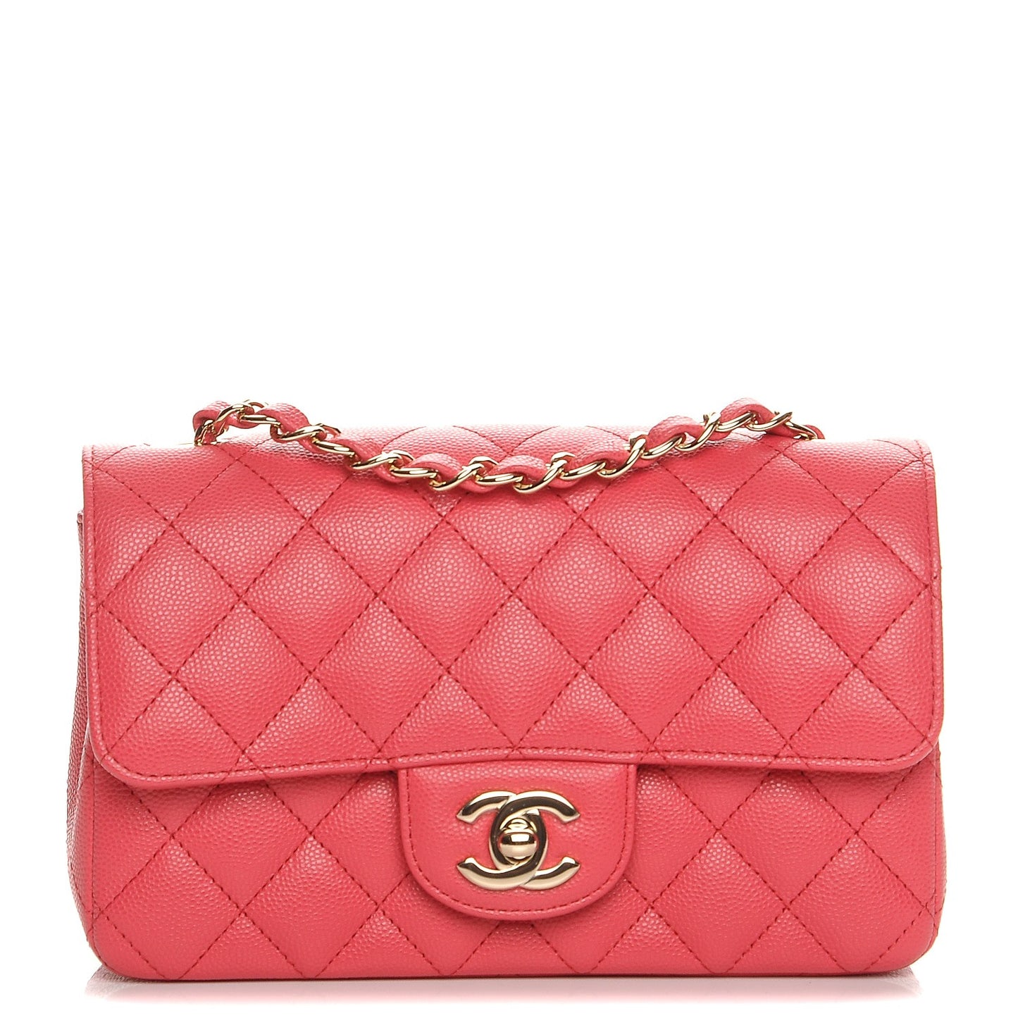 Caviar Quilted Mini Rectangular Flap Dark Pink
