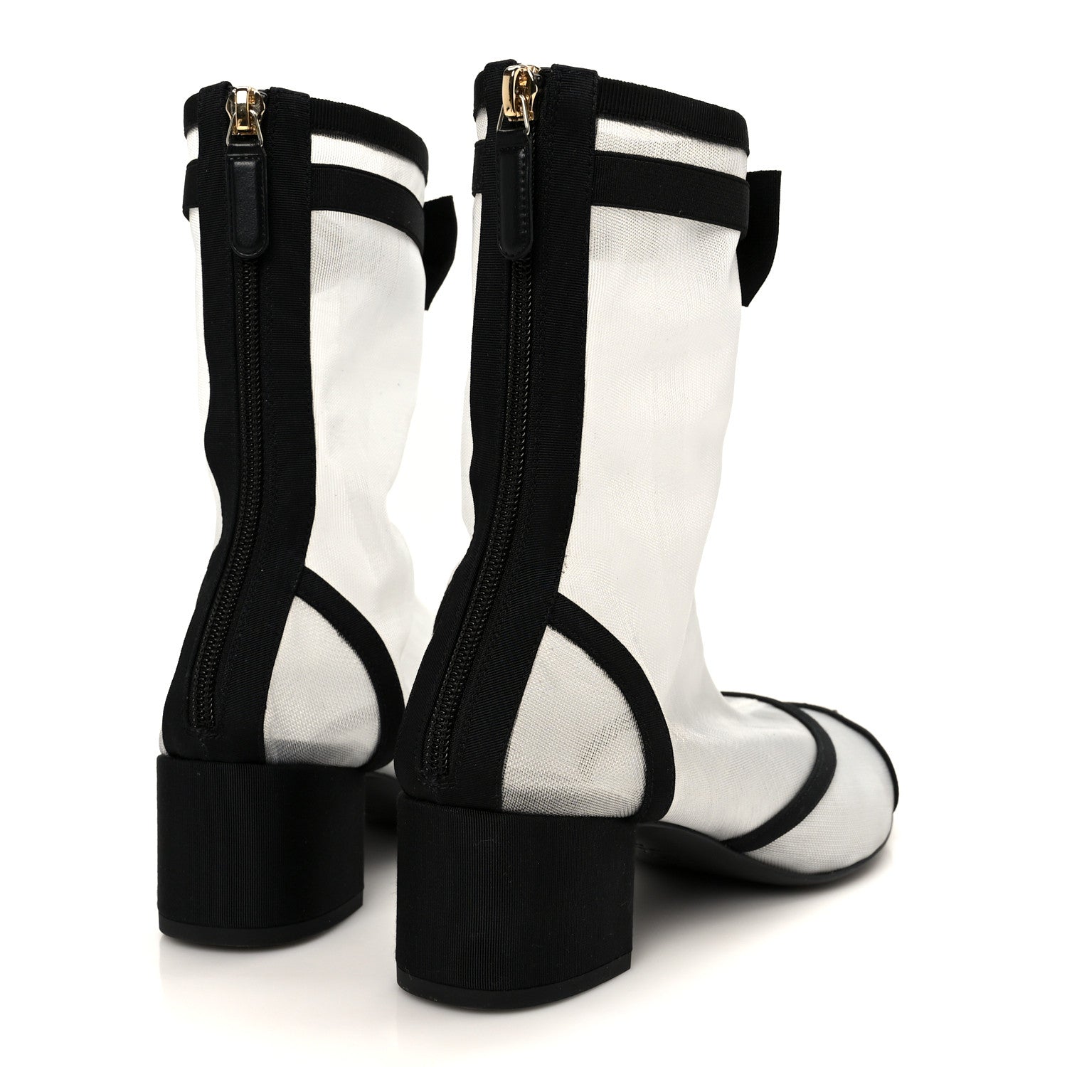 Chanel Mesh Grosgrain CC Cap Toe Ankle Boots 40 White Black 5 of 11