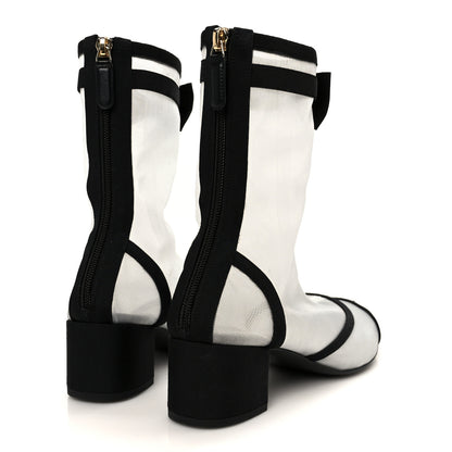 Chanel Mesh Grosgrain CC Cap Toe Ankle Boots 40 White Black 5 of 11