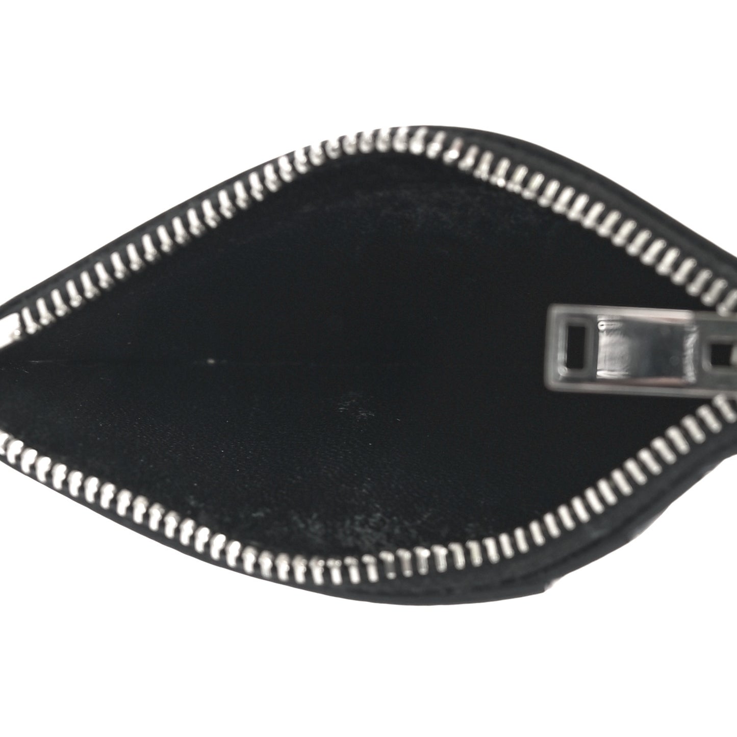 Grained Calfskin 5 Fragments Zip Pouch Card Holder Black