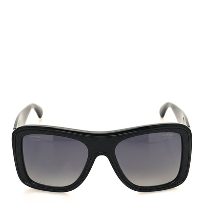 Chanel Acetate Polarized Rectangle Sunglasses 5395 Black 2 of 8