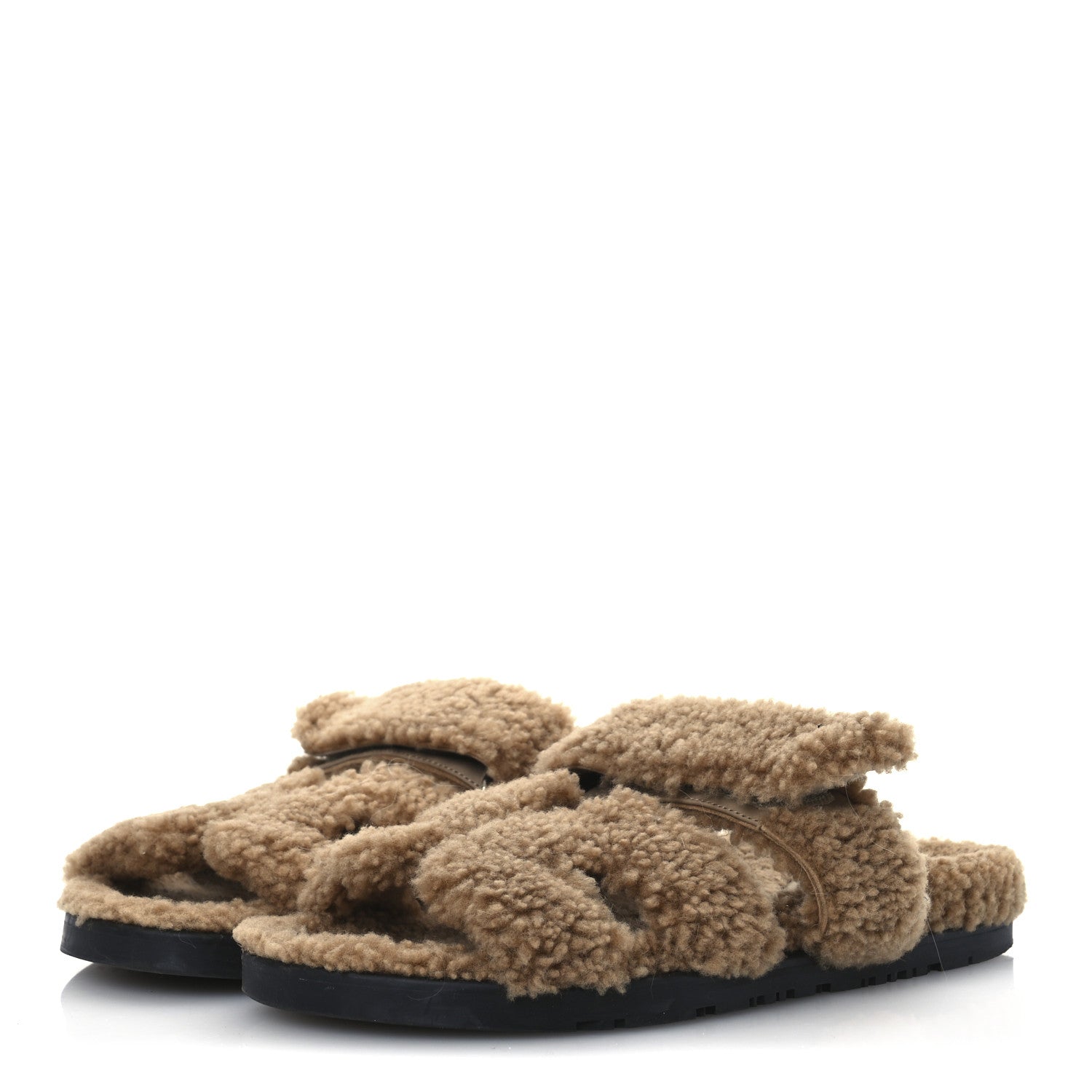 Hermes Woolskin Womens Chypre Sandals 38 Beige Argile 4 of 9