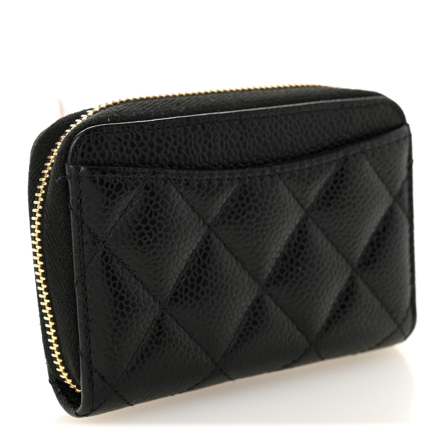 Caviar Quilted Zip Coin Purse Black