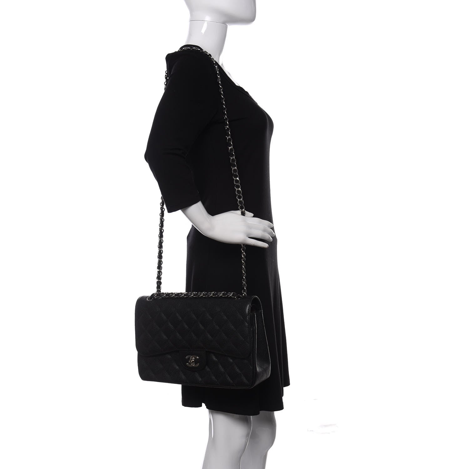 Chanel Caviar Quilted Jumbo Double Flap Black 2 of 11