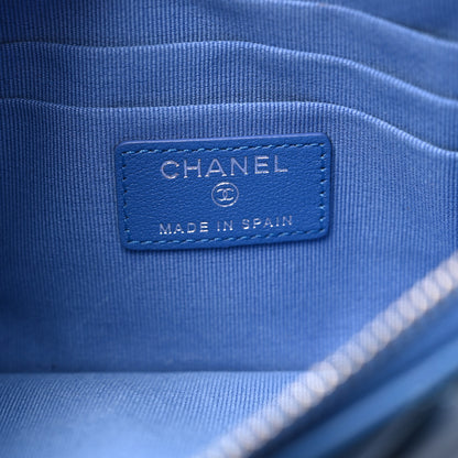 Chanel Lambskin Quilted Crystal Cosmetic Case Blue 6 of 7