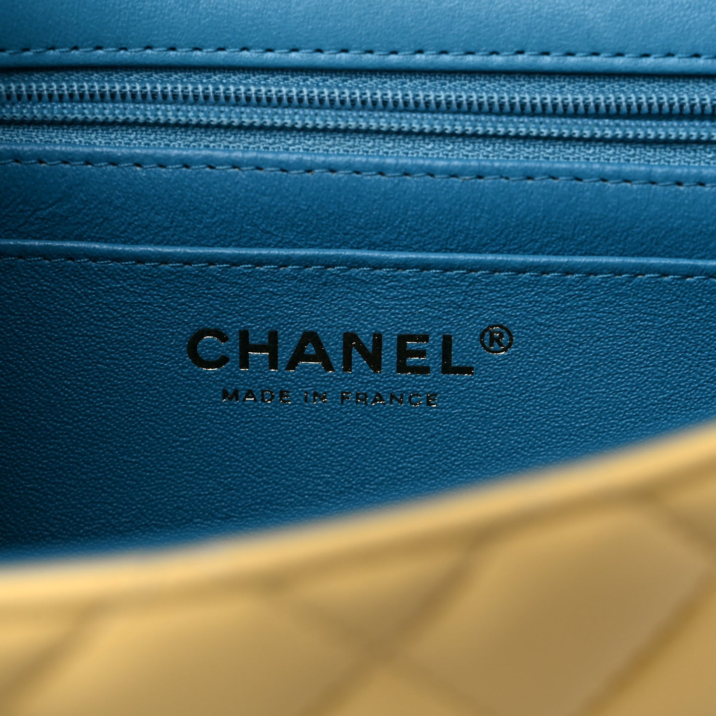 Lambskin Quilted Mini Rectangular Flap Yellow Blue