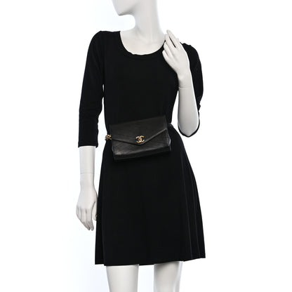 Chanel Calfskin Chevron Stitched Coco Waist Bag Black 2 of 9