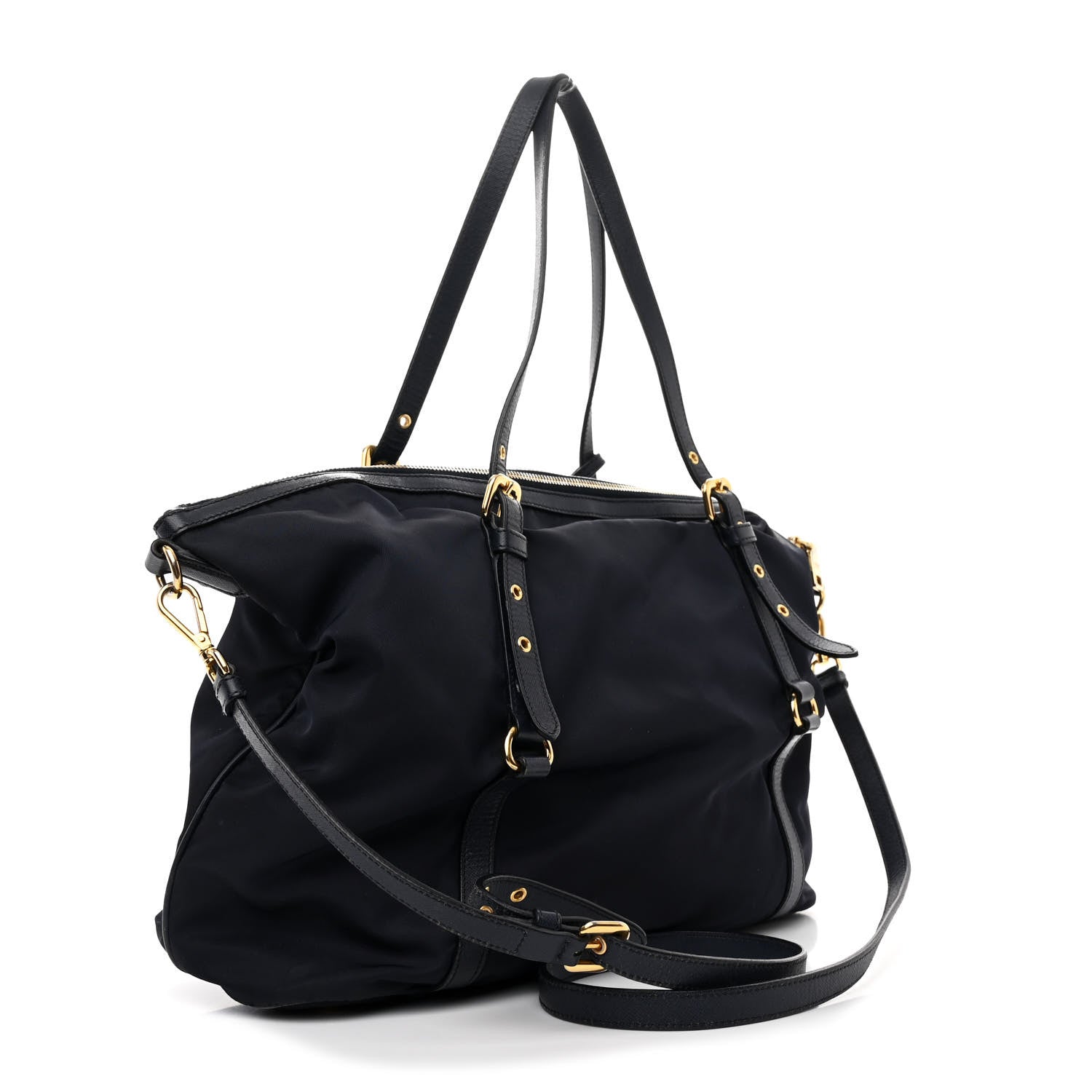 Prada Saffiano Tessuto Nylon Logo Shopping Tote Royal Blue 3 of 16