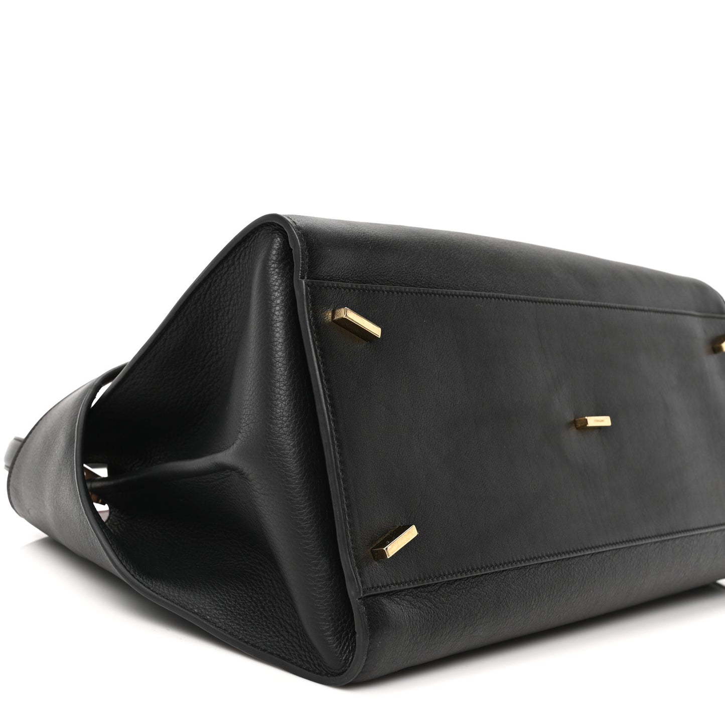 Calfskin Large Hug Soft Bicolor Shoulder Bag Black Flame Red