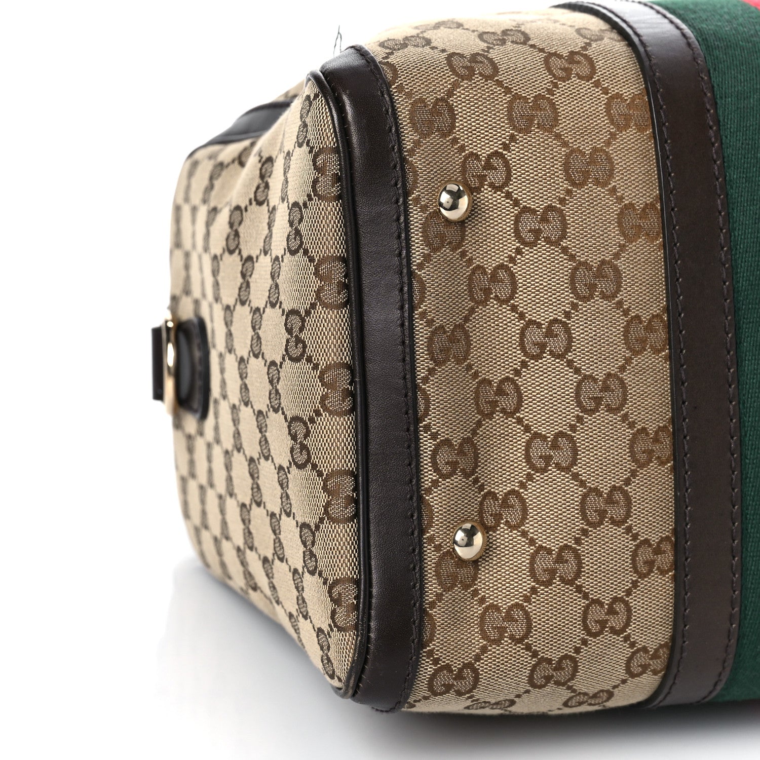 Gucci Monogram Vintage Web Medium Boston Dark Brown 8 of 14