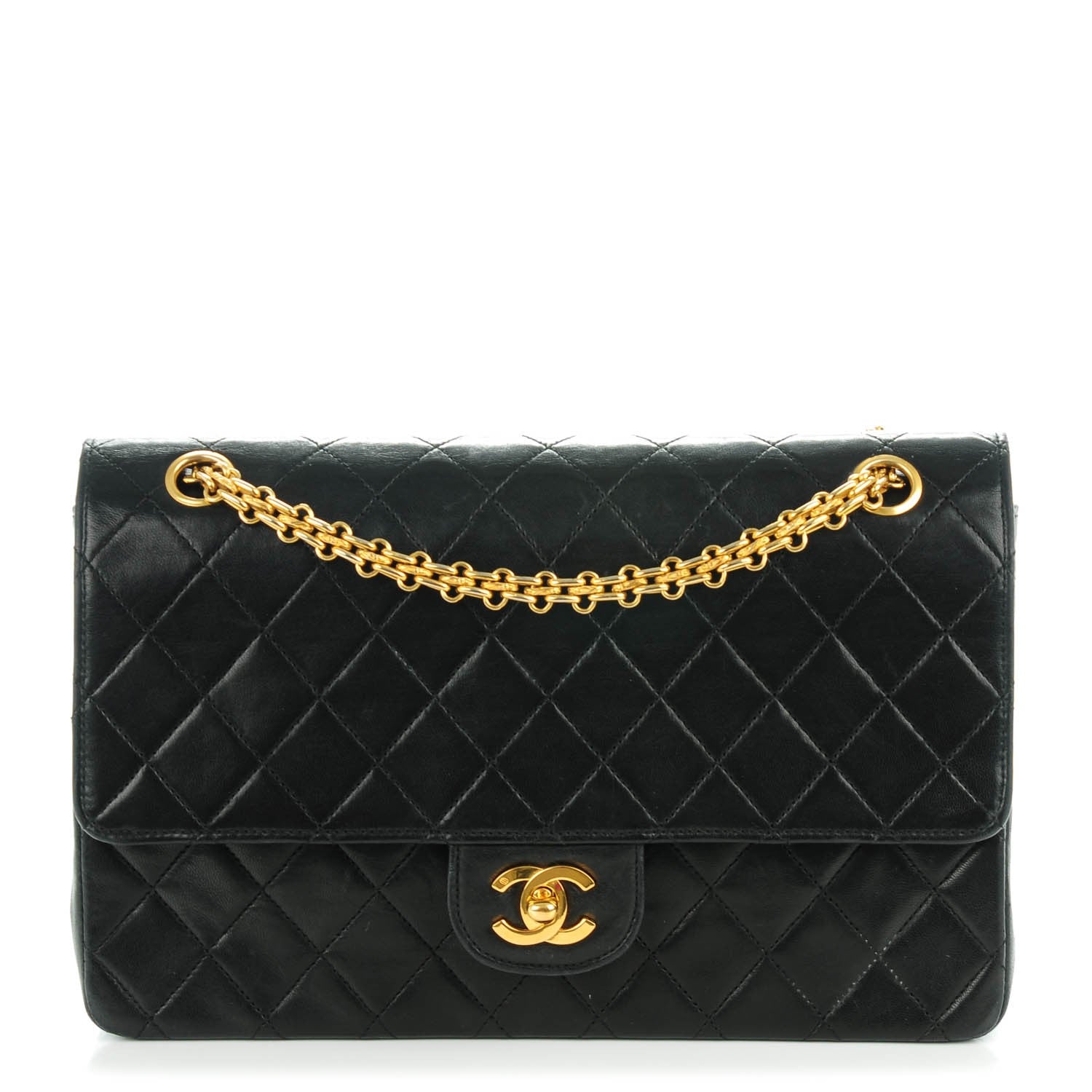 Chanel Lambskin Quilted Medium Double Flap Bijoux Chain Black 1 of 8