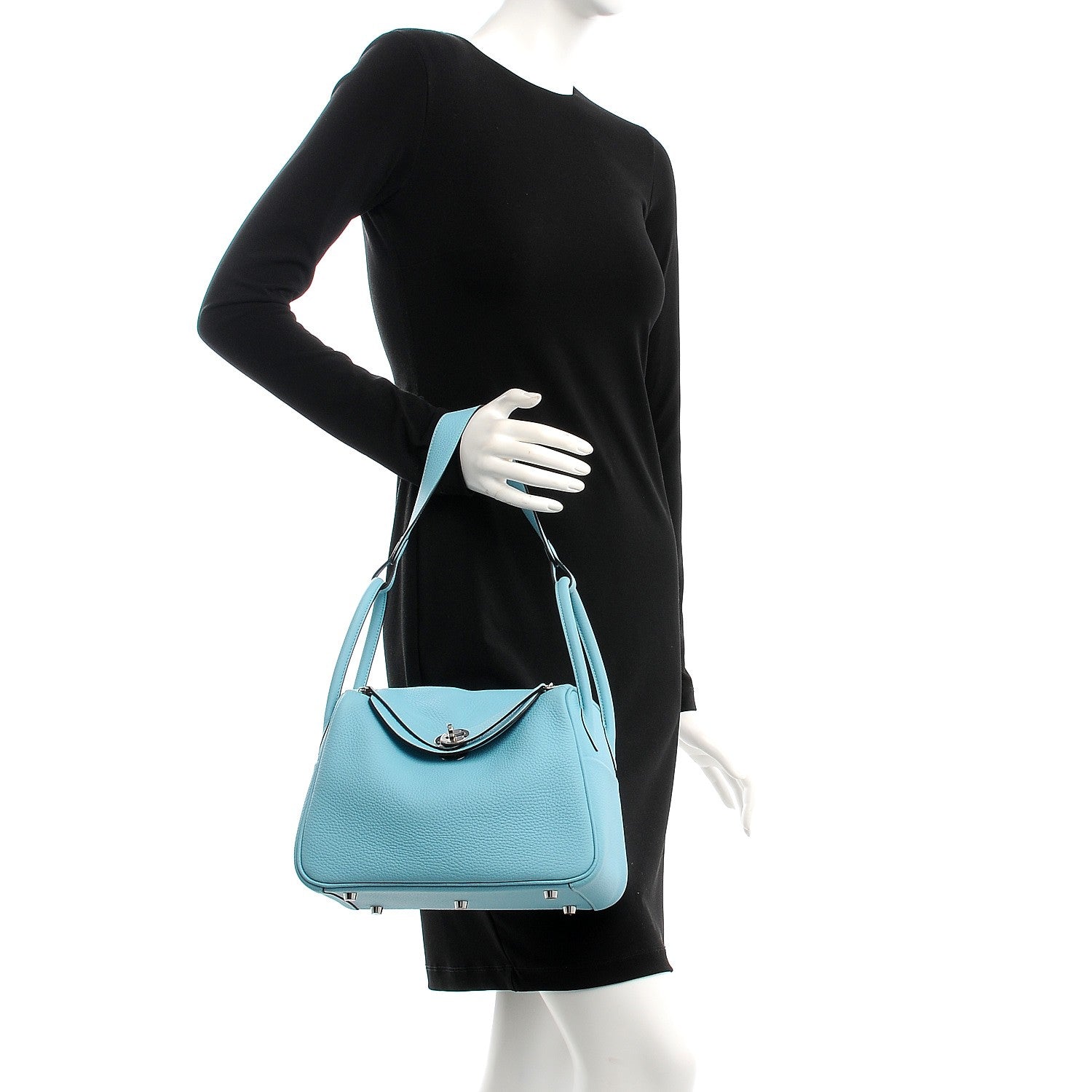 Hermes Taurillon Clemence Lindy 26 Bleu Atoll 2 of 7