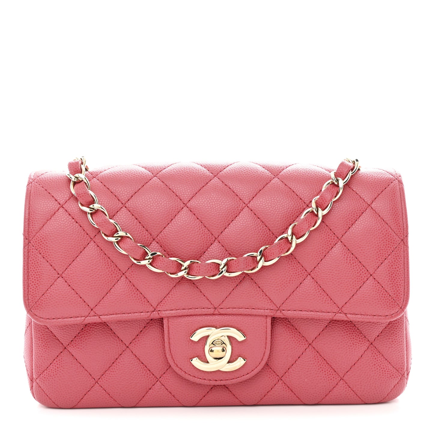 Caviar Quilted Mini Rectangular Flap Dark Pink