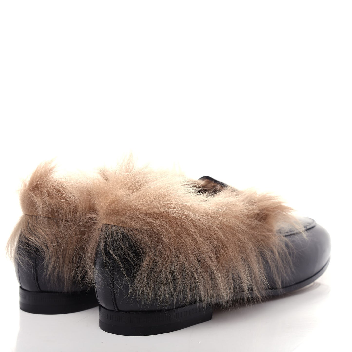 Malaga Kid Fur Womens Jordaan Loafers 38.5 Black Natural