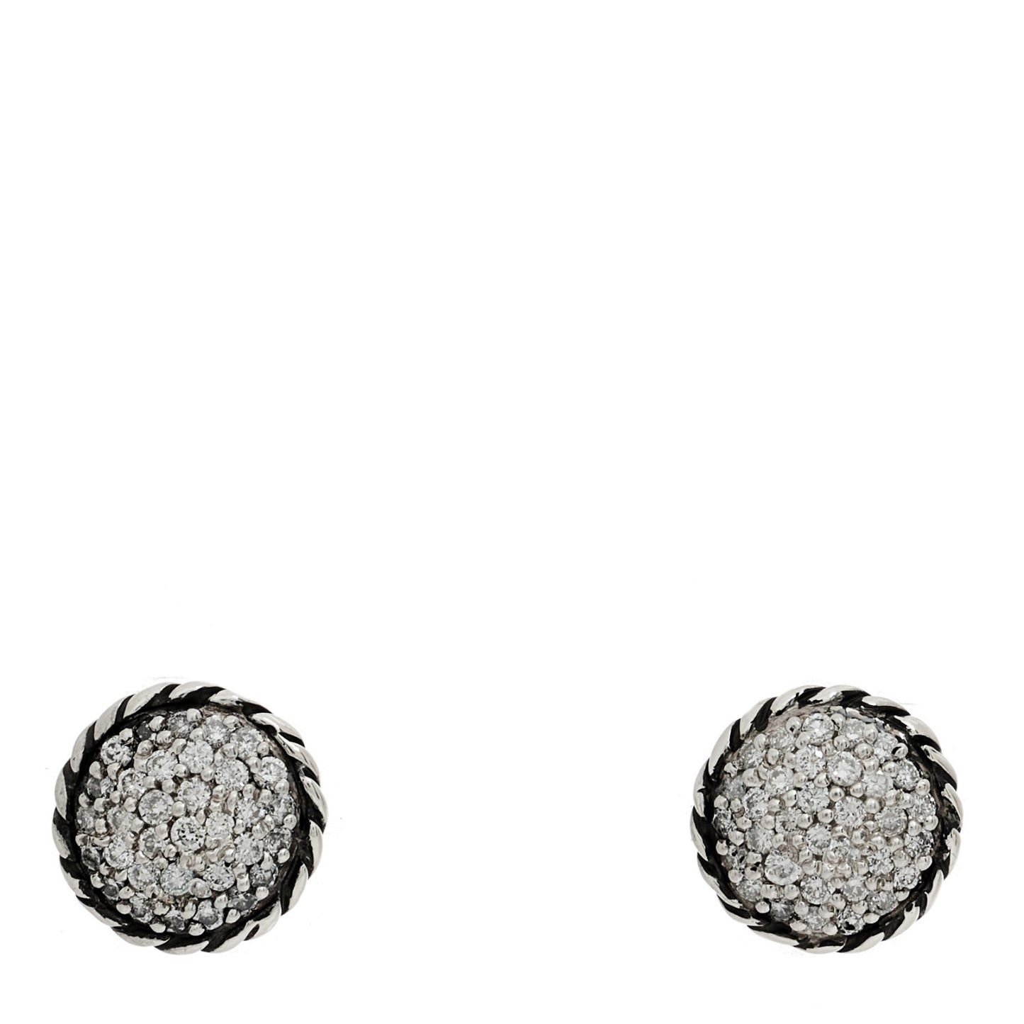 Sterling Silver Pave Diamond 7mm Petite Earrings