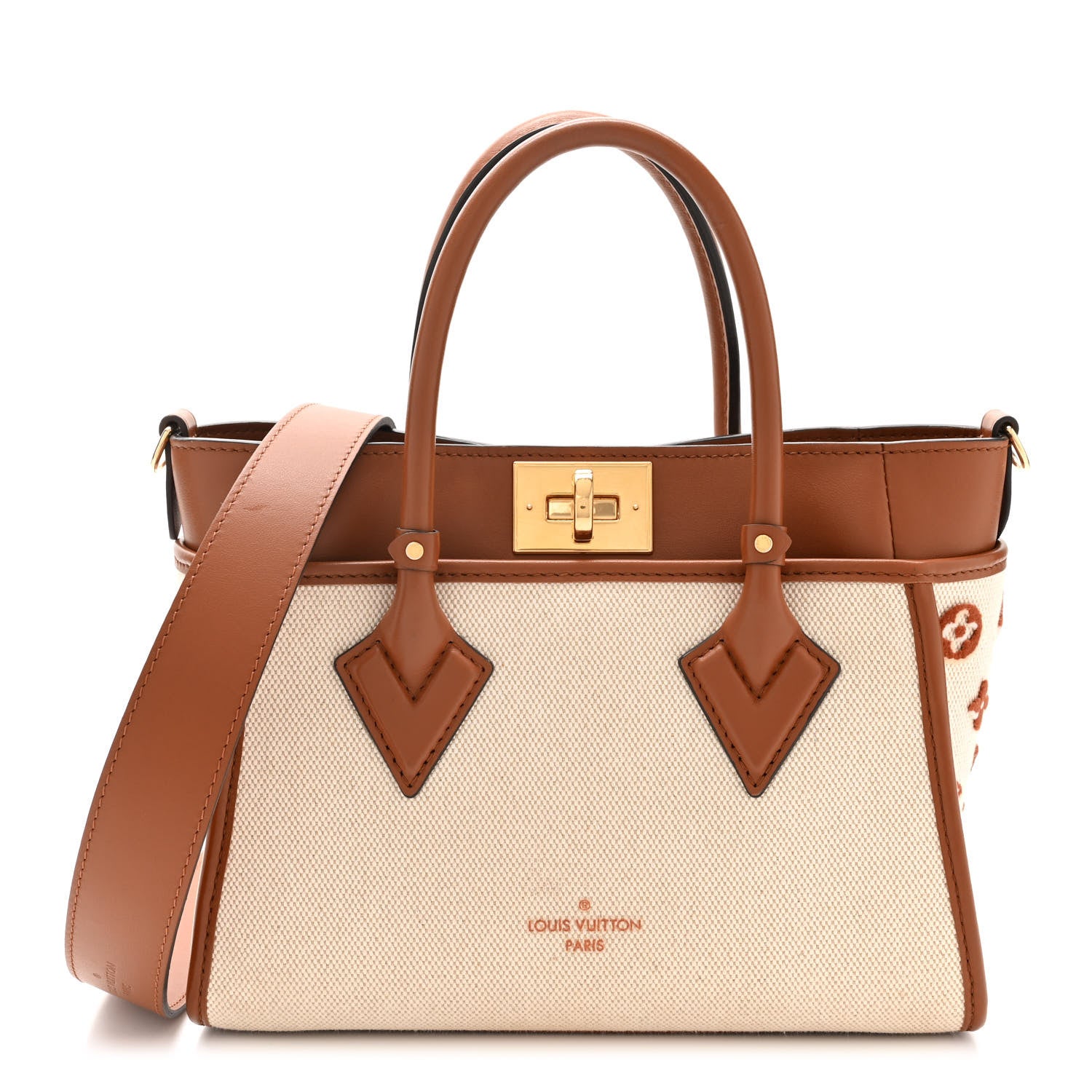 Louis Vuitton Canvas Calfskin Monogram On My Side PM Caramel Tan 1 of 10