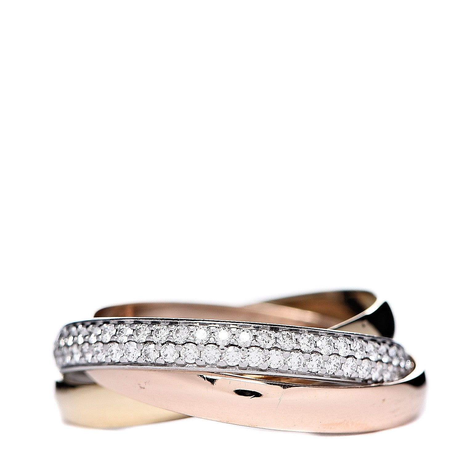 Cartier 18K Pink Yellow White Gold Diamond Trinity Ring 54 6.75 1 of 5