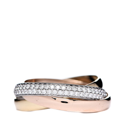 Cartier 18K Pink Yellow White Gold Diamond Trinity Ring 54 6.75 1 of 5