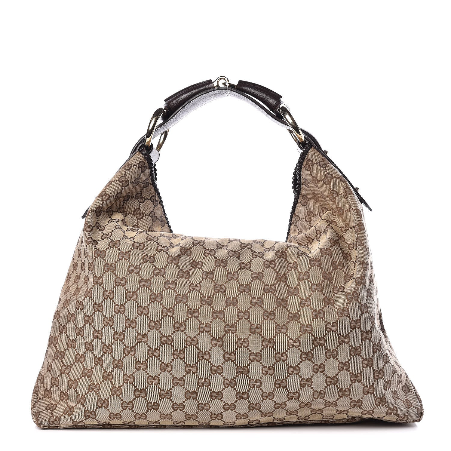 Gucci Monogram Large Horsebit Chain Hobo Dark Brown 1 of 11