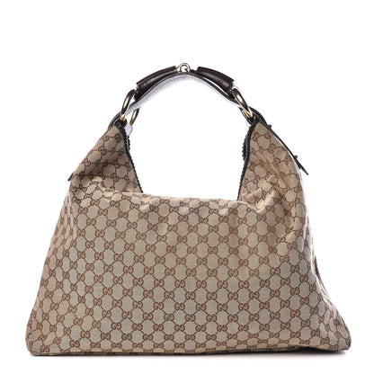 Gucci Monogram Large Horsebit Chain Hobo Dark Brown 1 of 11