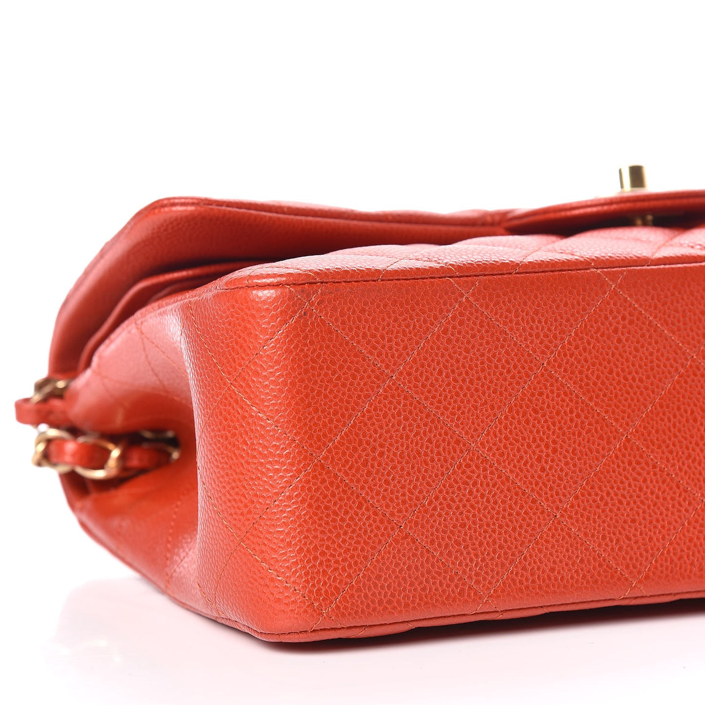 Pearly Caviar Quilted Jumbo Double Flap Orange