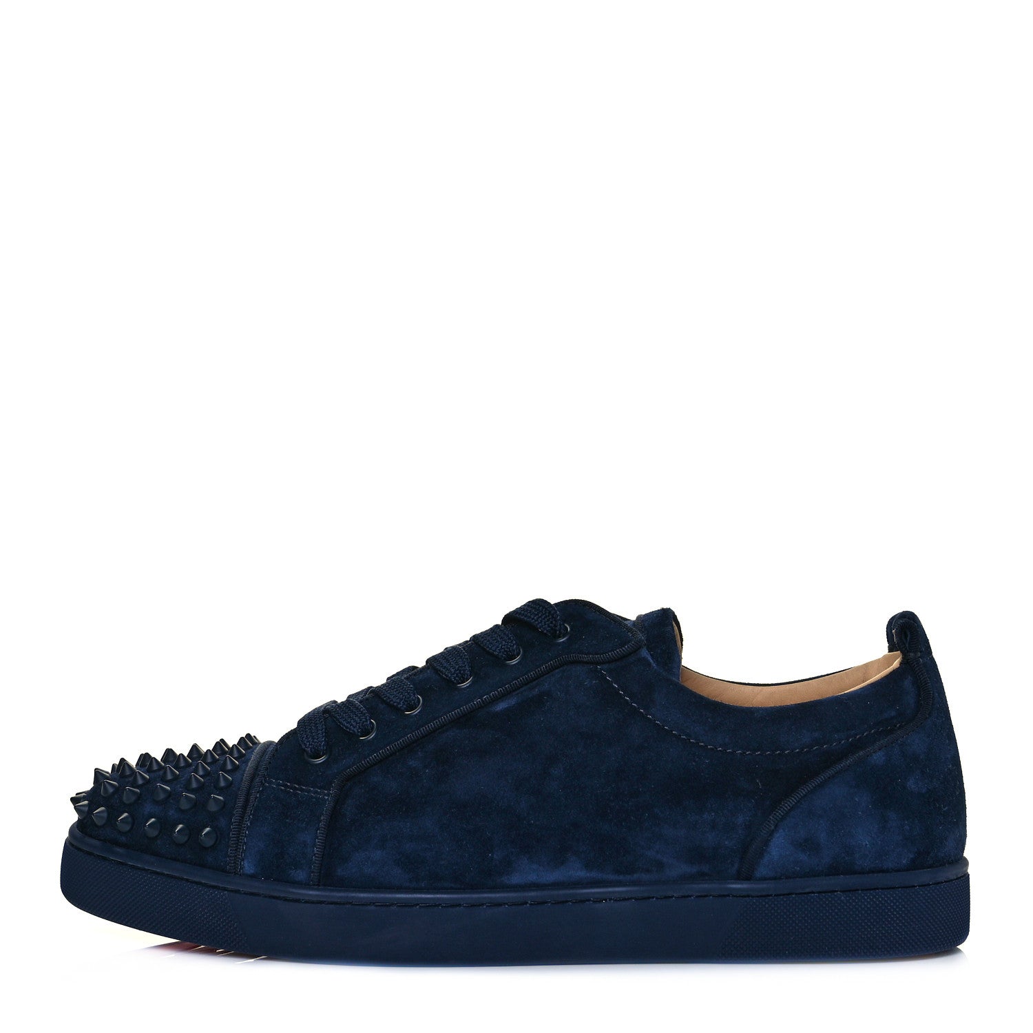 Christian Louboutin Veau Velours Louis Junior Spikes Flat Sneakers 44.5 Blue 1 of 8