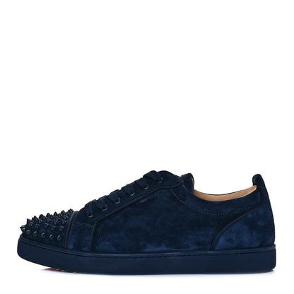 Christian Louboutin Veau Velours Louis Junior Spikes Flat Sneakers 44.5 Blue 1 of 8