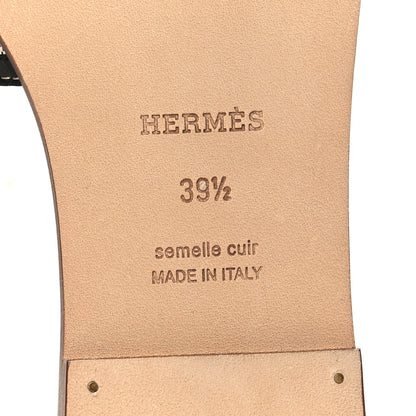 Hermes Calfskin Canvas Oran Sandals 39.5 Black 6 of 8