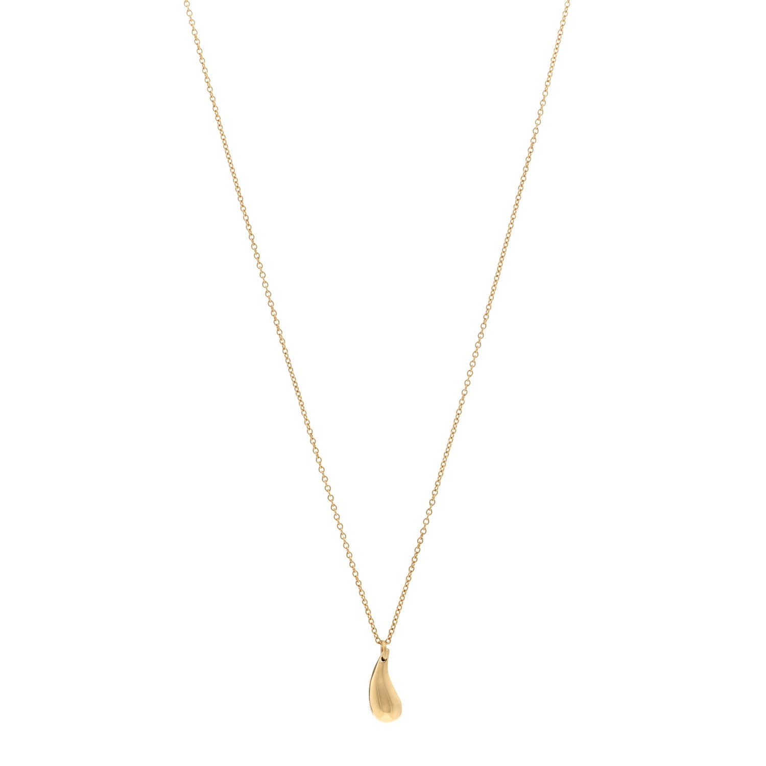 Tiffany 18K Yellow Gold 12mm Elsa Peretti Teardrop Pendant Necklace 1 of 4