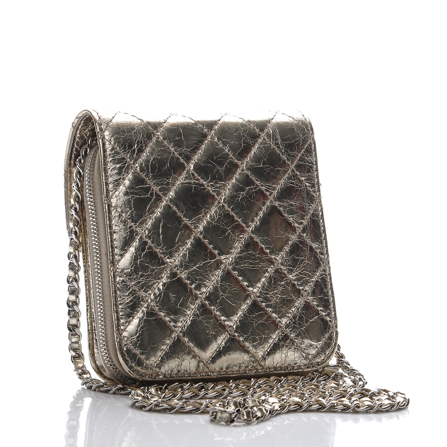 Metallic Calfskin Mini Flap Gold