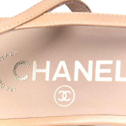 Chanel Lambskin Grosgrain Cap Toe CC Slingback Sandals 35.5 Beige Black 6 of 6