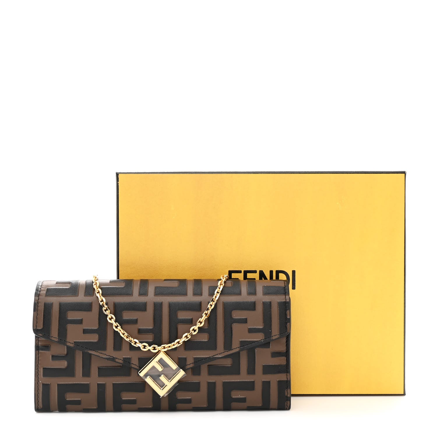 FENDI名刺入れCC CASE VIT.SOFT STAMPA FF 1974 Fendi Vitello Soft F is Fendi Bi-Color FF 1974 Embossed