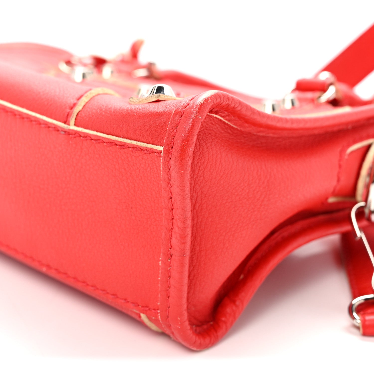 Balenciaga Supple Grained Calfskin Classic Silver Hardware Highlight Mini City Rouge Fraise 11 of 13