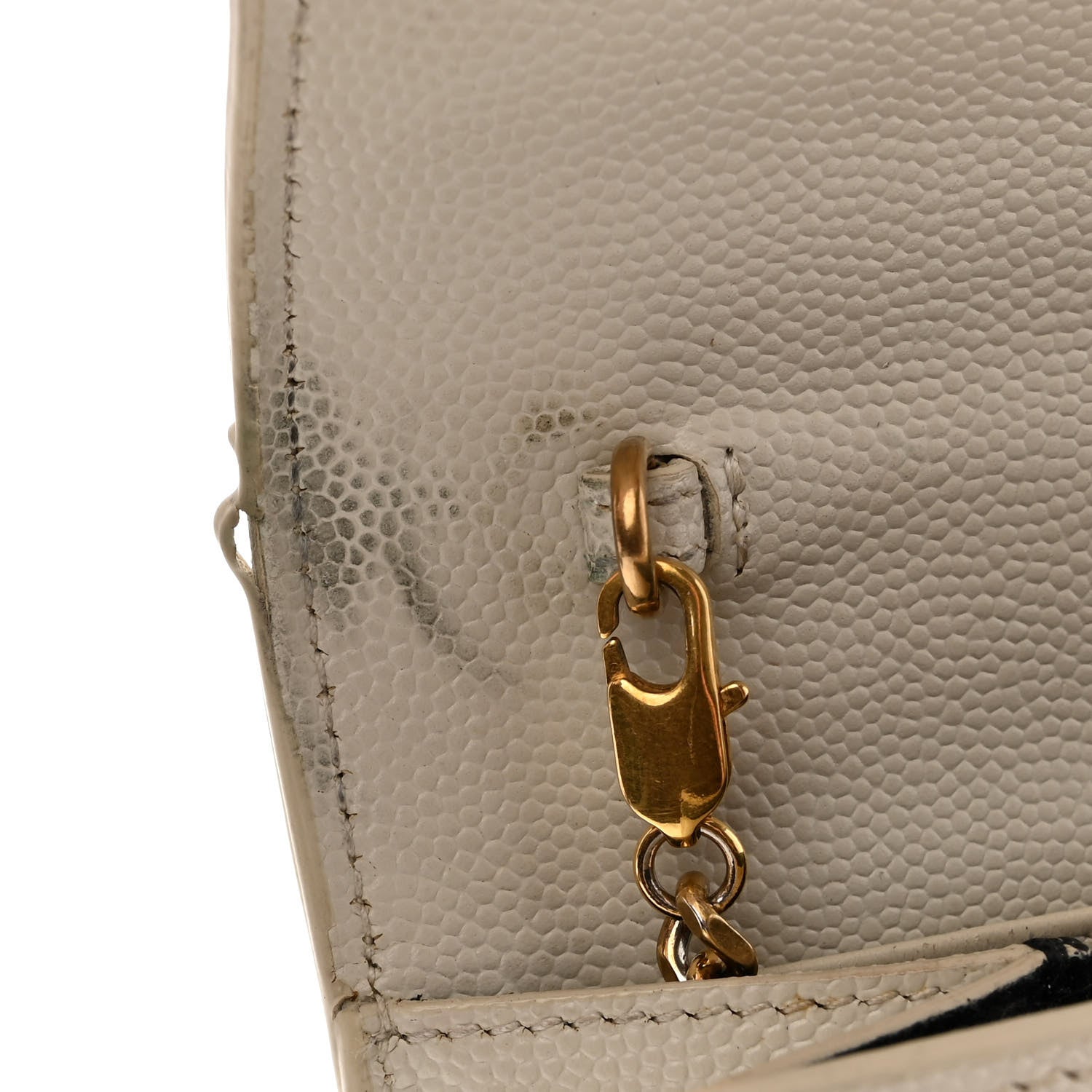 Saint Laurent Grain De Poudre Monogram Cassandra Chain Wallet Crema Soft 11 of 11