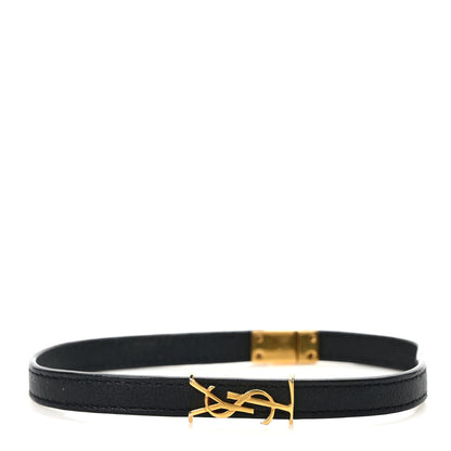 Saint Laurent Calfskin Opyum Double Wrap Bracelet M Black 1 of 4