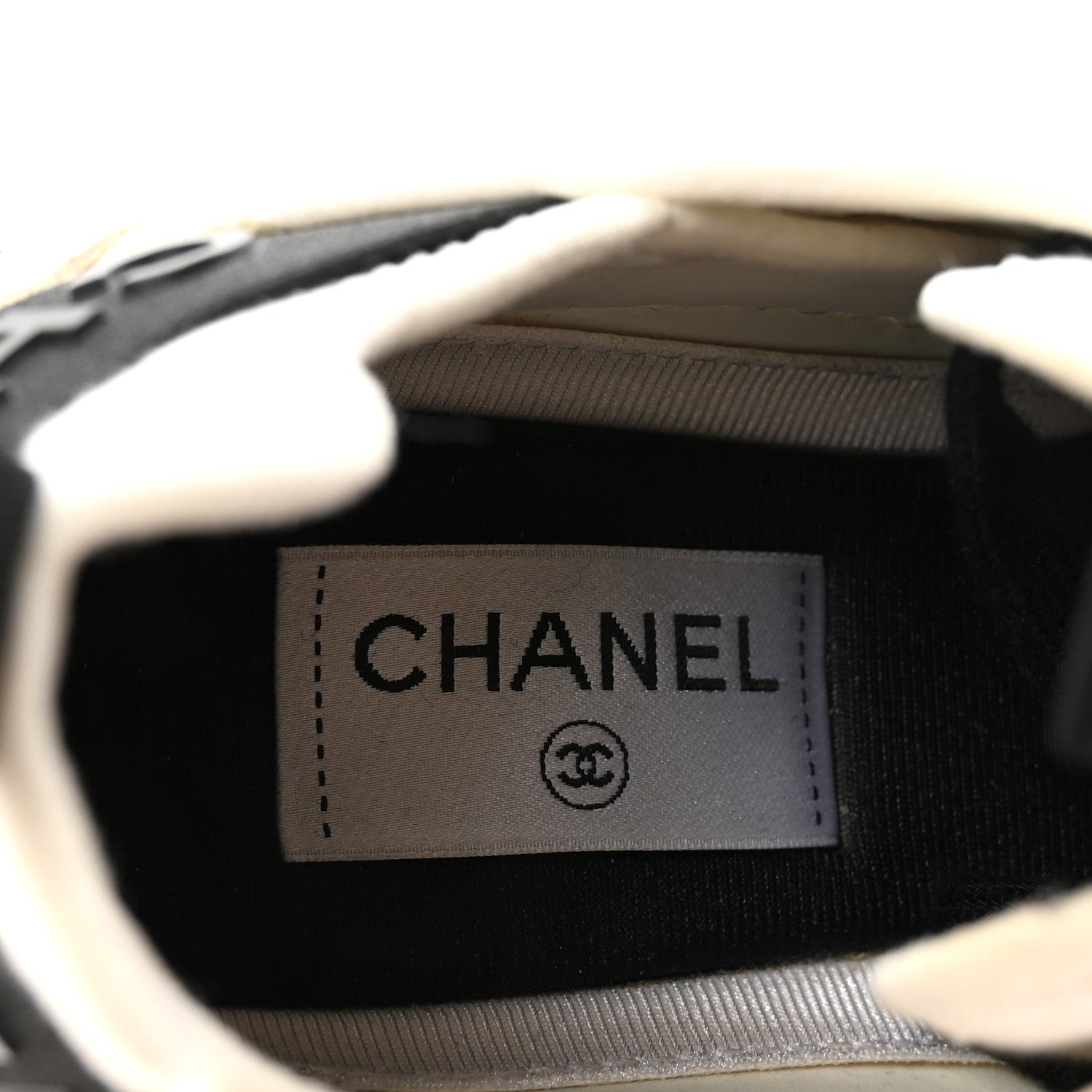 Chanel Velvet Calfskin Mixed Fibers CC Sneakers 38 Ivory Black 16 of 18