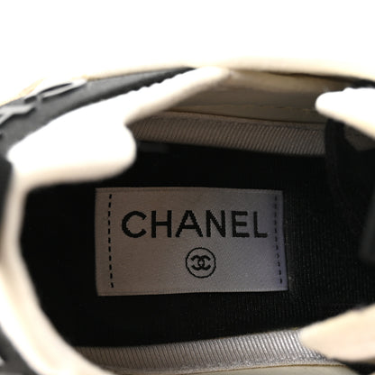 Chanel Velvet Calfskin Mixed Fibers CC Sneakers 38 Ivory Black 16 of 18