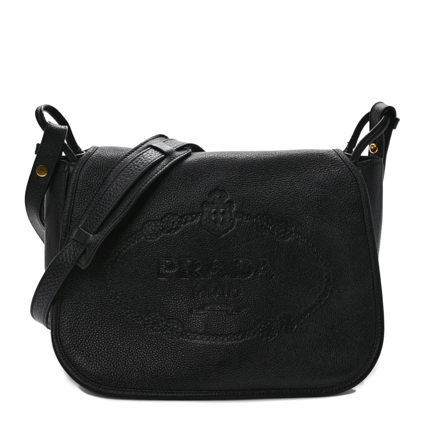 Vitello Phenix Embossed Logo Bag Black