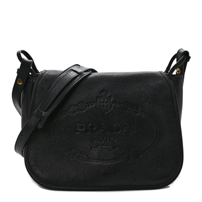 Prada Vitello Phenix Embossed Logo Bag Black 1 of 8