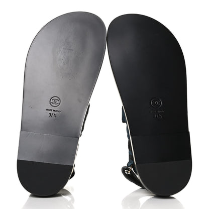 Chanel Denim Velcro Dad Sandals 37.5 Dark Grey Blue Black 7 of 11